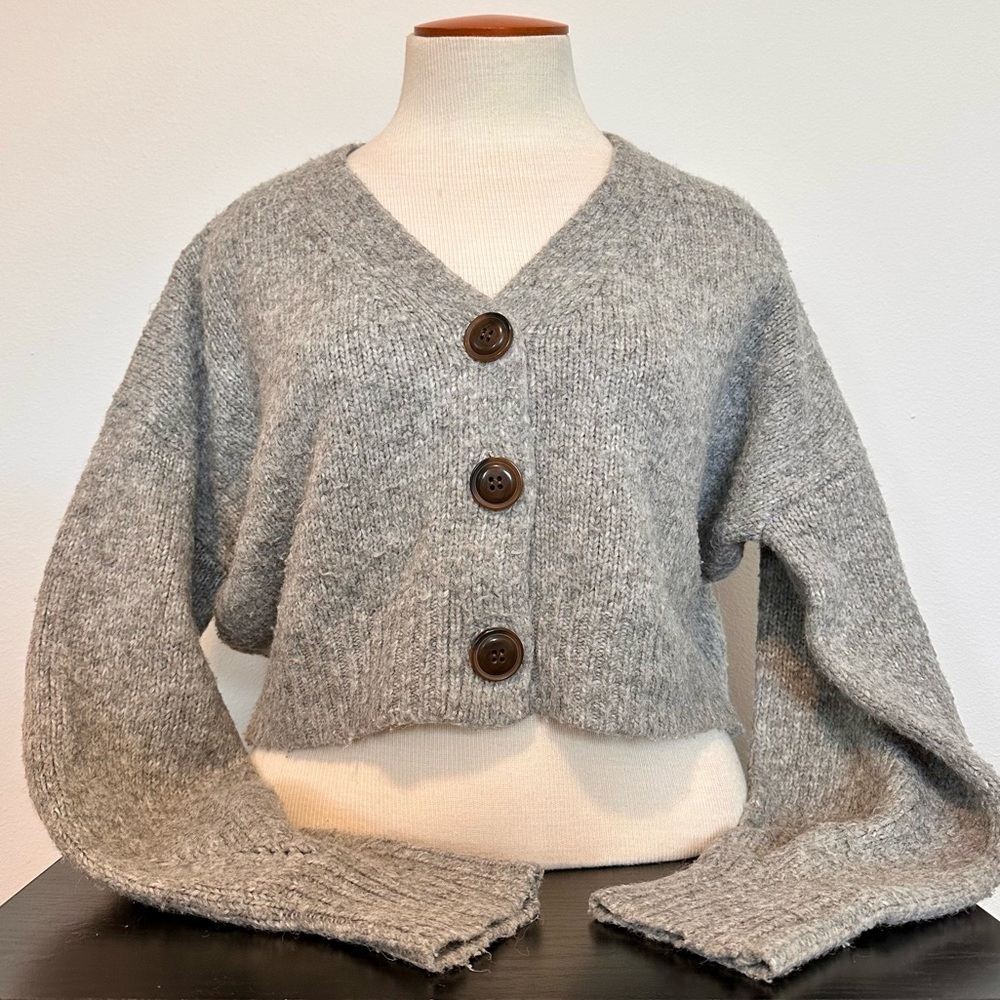 Gray Button-Up Cardigan